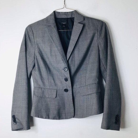 Ann Taylor blazer grey jacket 2 wool career - Picture 1 of 9